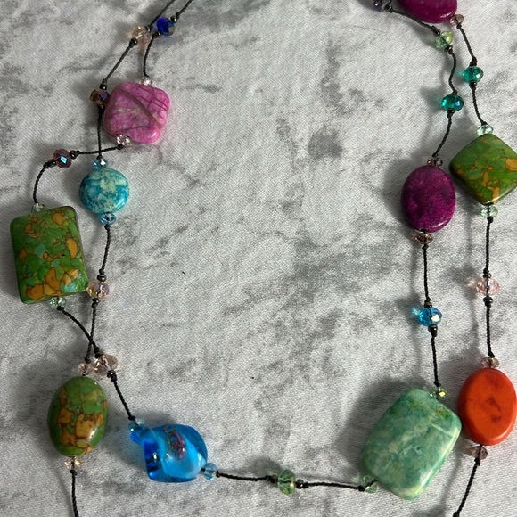 Premier Designs Multicolor Glass Beads and Stone 3* 42825 - Picture 3 of 4